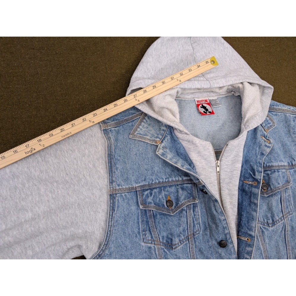 Vintage Rare 90's Mickey Inc Mickey Mouse Denim Hoodie Jacket Size XL - Picture 8 of 12